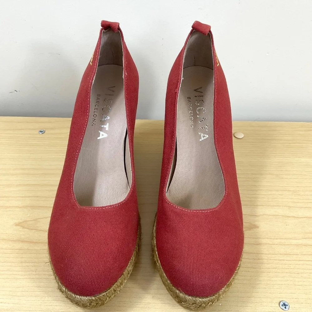 Viscata Barcelona Espadrille Wedge Heels Red (39) - Picture 2 of 10
